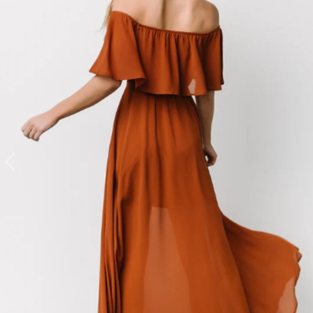 Baltic Born Cinnamon Victoria Off Shoulder Maxi Dress